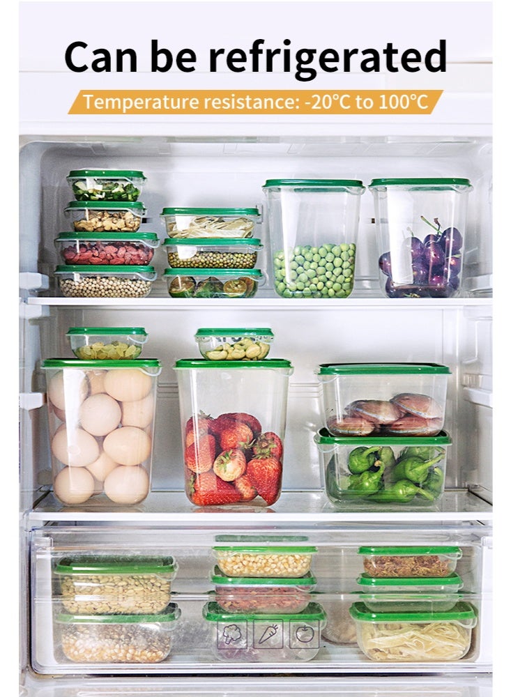 العنوان: مجموعة حاويات طعام 17 قطعة شاملة، مادة PP آمنة غذائياً، آمنة للميكروويف والثلاجة، حاويات حفظ طعام شفافة محكمة، مقاسات متعددة (أخضر) - Image 5