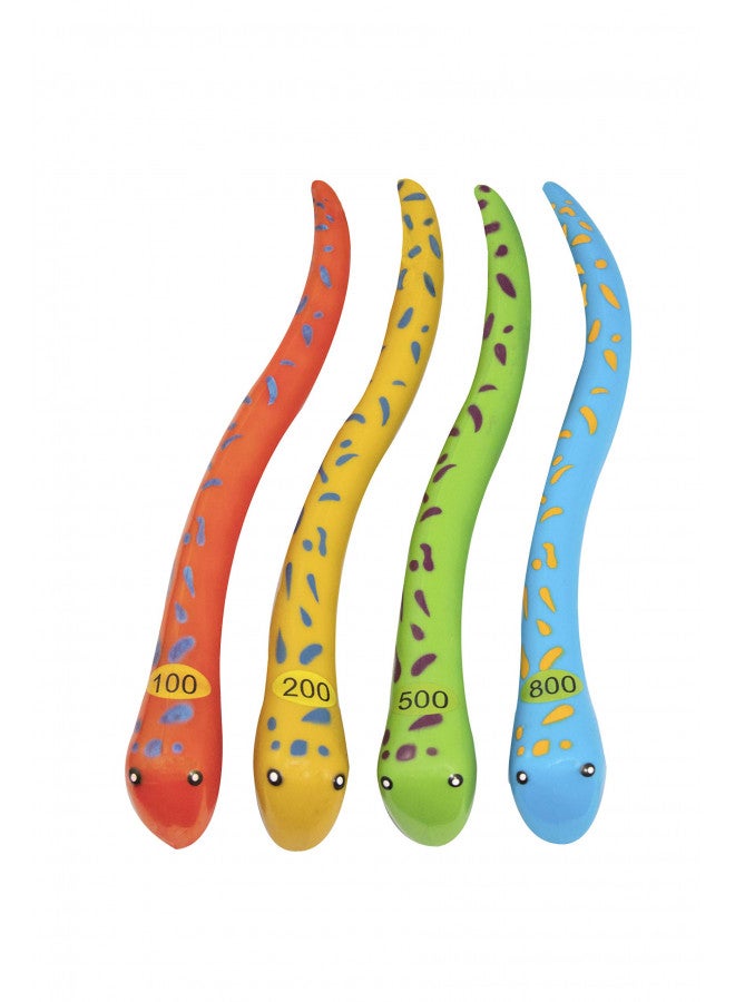 SWIMLINE Dive Eels Toys 4-Pack Weighted Catch And Retrieval Game For Swimming Pool & Bath Tub For Kids Multi Color Rings Underwater Dive Practice Education Learn