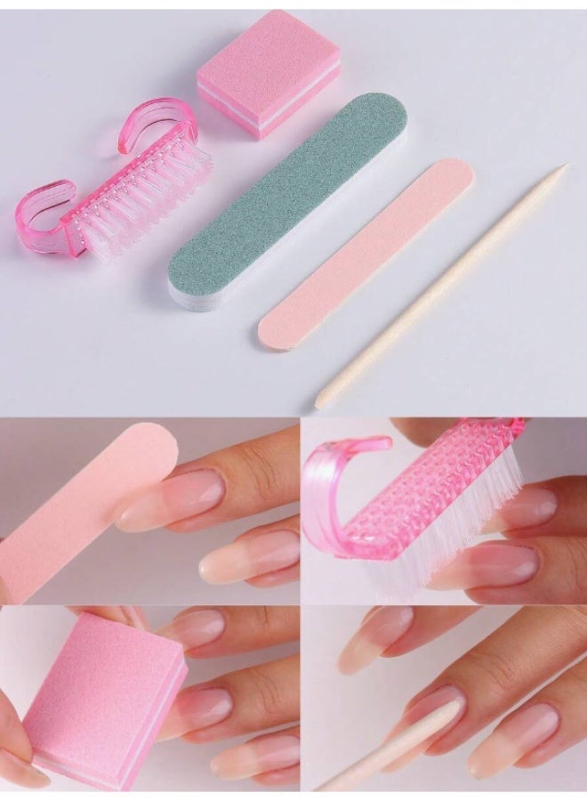 5 Pcs Essential Manicure and Pedicure Tool Set - Double Sided Nail File and Wooden Cuticle Pusher - Image 4