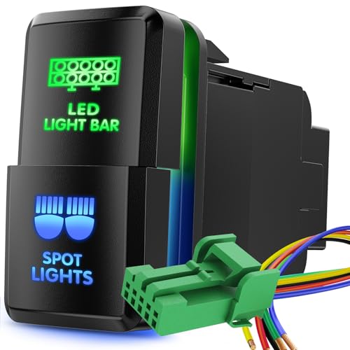 Nilight LED Light Bar & Spot Lights Dual Push Button Switch 12V ON Off Switches with Connector Wire Kit 1.54" x 0.83" Replacement for Toyota Tacoma Tundra 4Runner FJ Cruiser Hilux Fortuner - Image 1