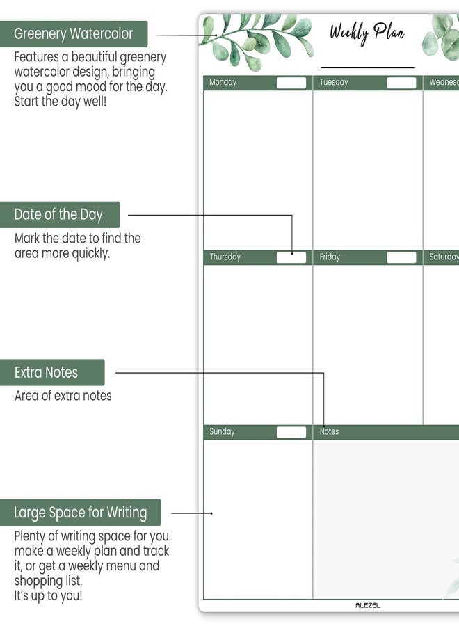 ALEZEL Magnetic Calendar for Refrigerator, Greenery Dry Erase Fridge Calendar Set (3 Boards) - Monthly & Weekly Planner Whiteboard, Shopping List White Board, 3 Markers + Eraser - Image 3