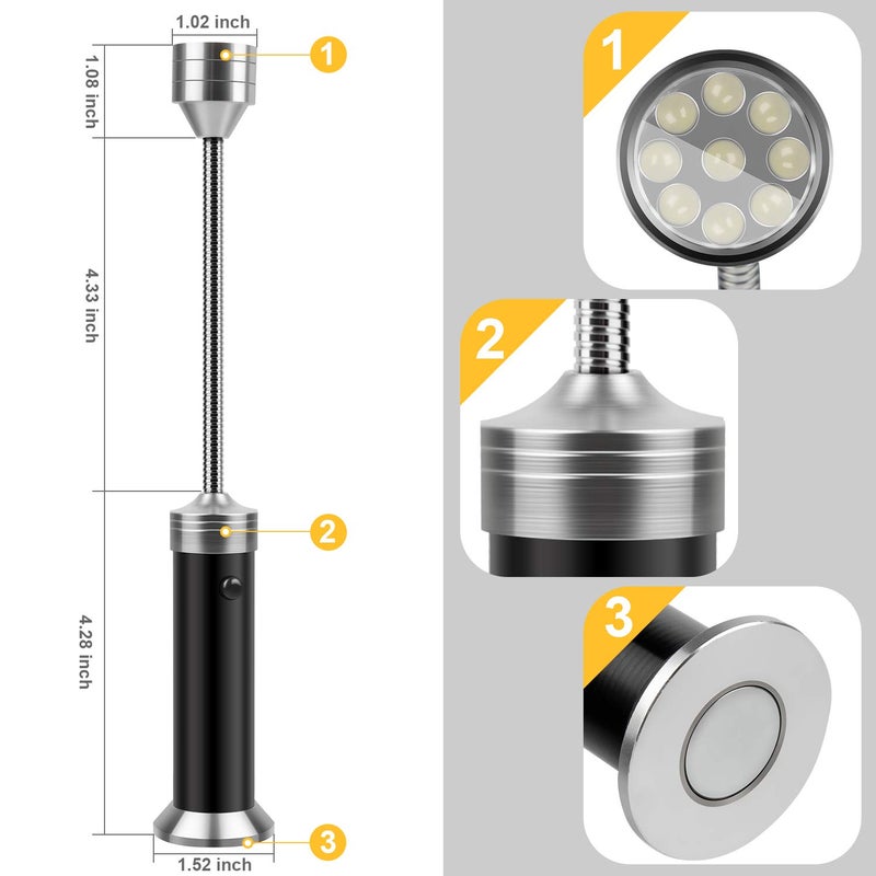 KOSIN Barbecue Grill Light Magnetic Base Super-Bright LED BBQ Lights-360 Degree Flexible Gooseneck, Gifts for Men Dad Boyfriend, Traeger Pit Boss Smoker Grill Accessories, Batteries Included-Pack of 2 - Image 4