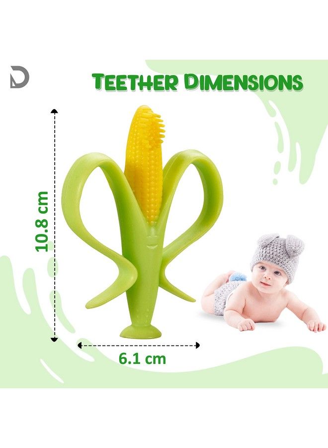 DaKos Teether Soother For New Born Teether And Soother For Baby Baby Mitten Teether Baby Chew Toys For Sucking Needs Sensory Teether Toy (Combo Ofbanana Shape & Corn Shape) - Image 4