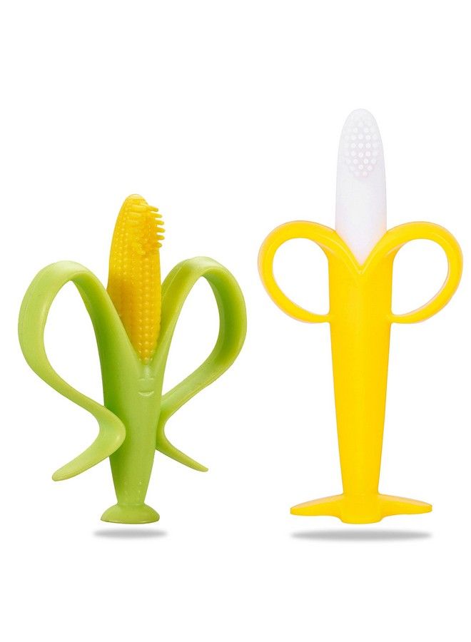 DaKos Teether Soother For New Born Teether And Soother For Baby Baby Mitten Teether Baby Chew Toys For Sucking Needs Sensory Teether Toy (Combo Ofbanana Shape & Corn Shape) - Image 2