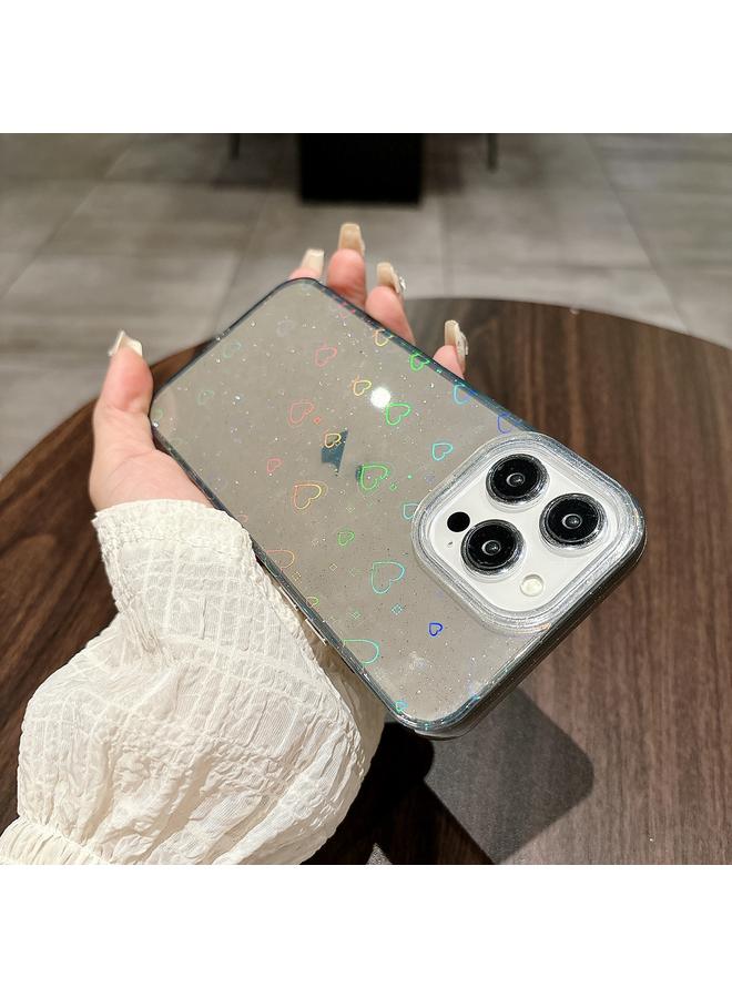 اس-توب جراب هاتف iPhone 15 Plus بنمط حب وإطار عدسة شفاف من الأكريليك IMD - Image 2