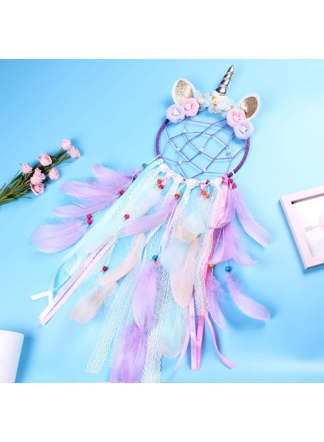 شو وو صائدة الأحلام المعلقة، مصنوعة يدوياً من الريش للزينة متعدد الألوان - Image 3