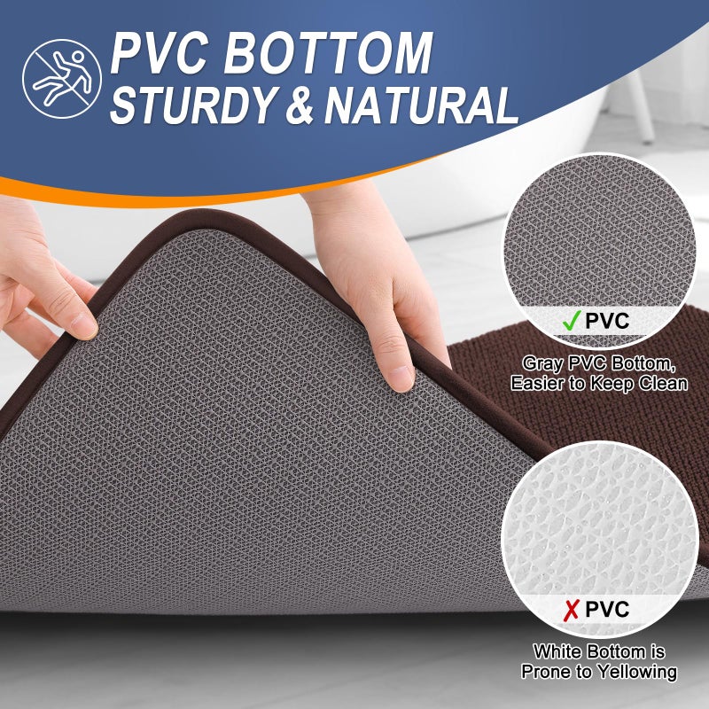 OLANLY Thick Memory Foam Bath Mat Rug 30x20, Extra Soft Absorbent Bathroom Rug, Quick Dry Bath Mats, Non-Slip, Machine Washable Carpet for Bathroom, Tub and Shower, Home Decor Accessories, Brown - Image 4