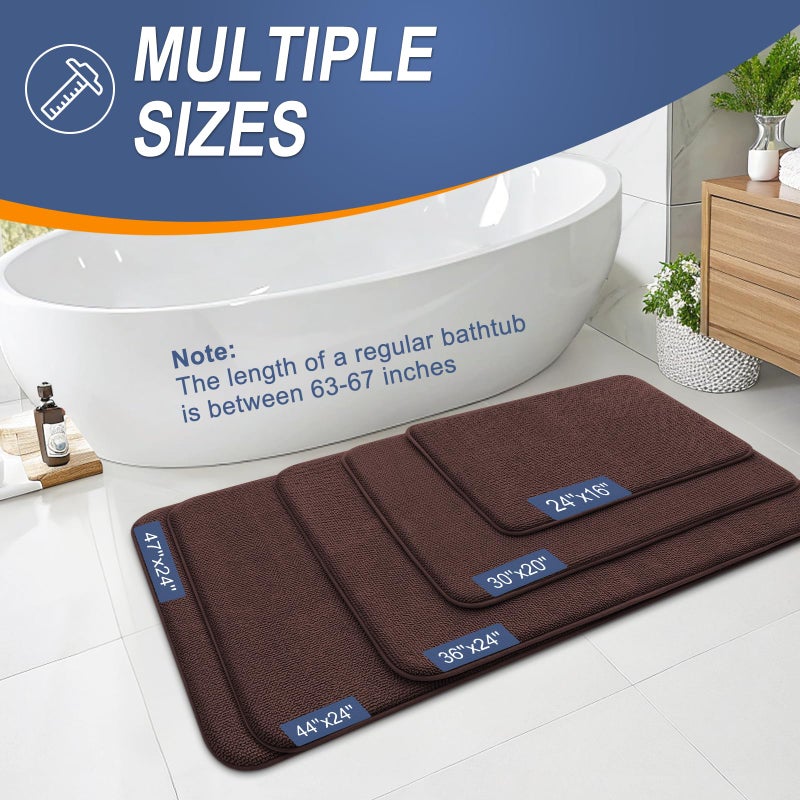OLANLY Thick Memory Foam Bath Mat Rug 30x20, Extra Soft Absorbent Bathroom Rug, Quick Dry Bath Mats, Non-Slip, Machine Washable Carpet for Bathroom, Tub and Shower, Home Decor Accessories, Brown - Image 5