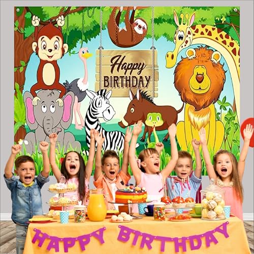 Party Baazaar Jungle Theme Birthday Backdrop 5x4 Ft | Backdrops for Decoration | Birthday Decoration Backdrop | Banner for Kids Theme Party - Image 5