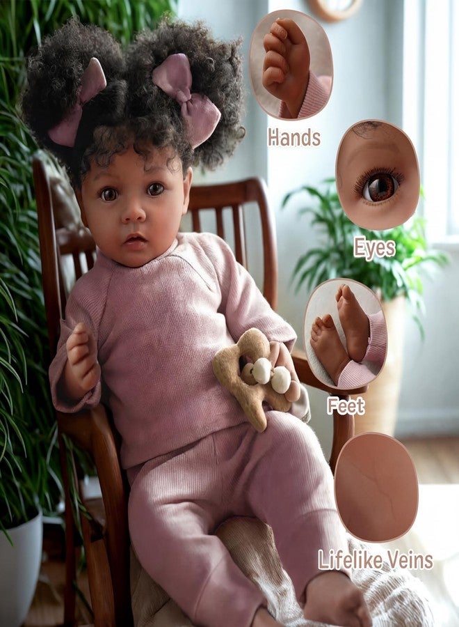 BABESIDE Lifelike Reborn Baby Dolls Daisy Black Girl- 20 Inch Soft Vinyl Body Realistic-Newborn Handmade Real Life Baby Dolls with Clothes and Toy Gift for Kids Age 3+ - Image 3