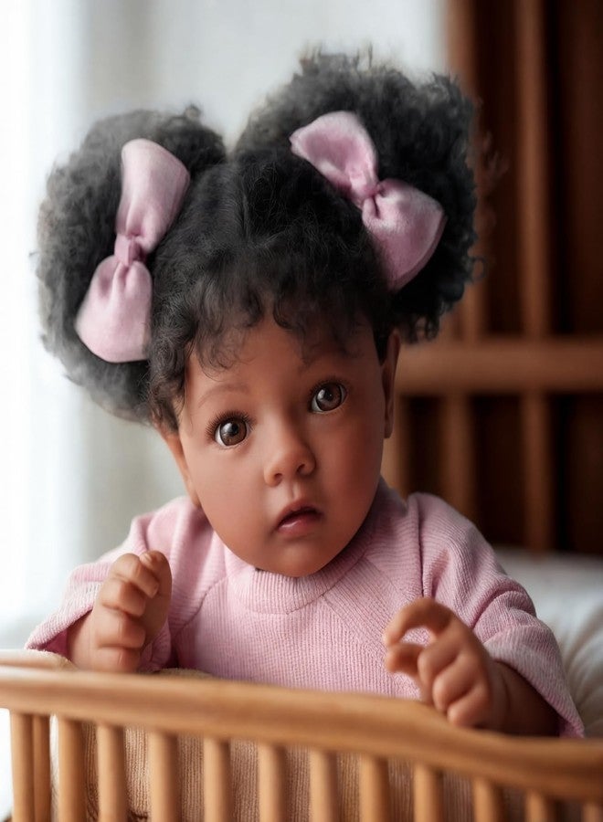BABESIDE Lifelike Reborn Baby Dolls Daisy Black Girl- 20 Inch Soft Vinyl Body Realistic-Newborn Handmade Real Life Baby Dolls with Clothes and Toy Gift for Kids Age 3+ - Image 4
