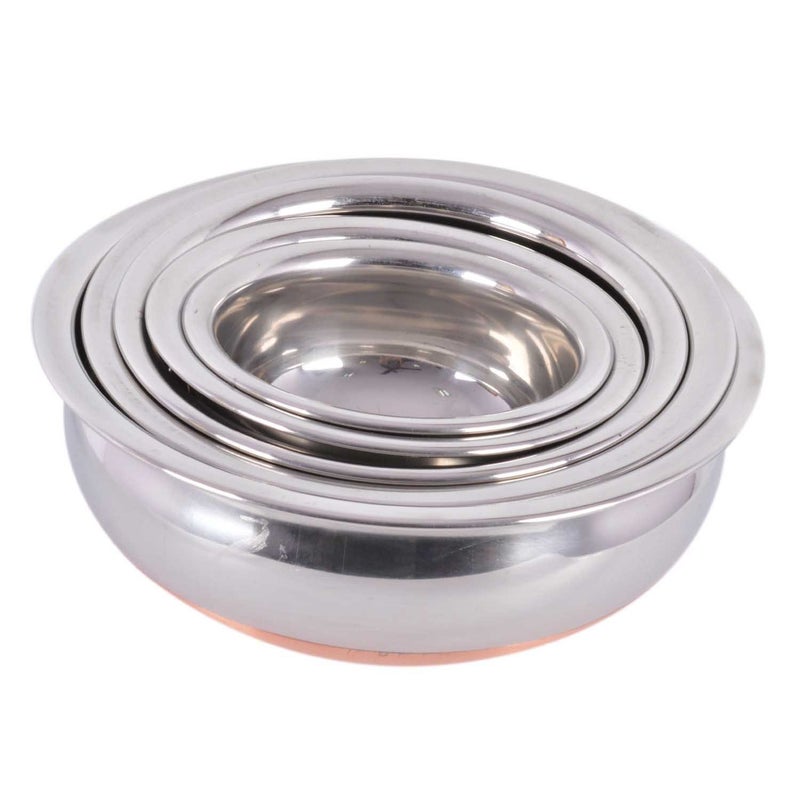 Dynore Stainless Steel Set of 5 Copper Bottom Serving Bowls - Image 2