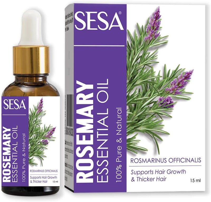 Sesa Rosemary Essential Oil for Hair Growth and Nourishes Skin | 100% Pure, Natural and Premium Spanish Rosemary Oil | Hair Fall Control & Scalp Nourishment | For Women & Men | 15 ml - Image 1