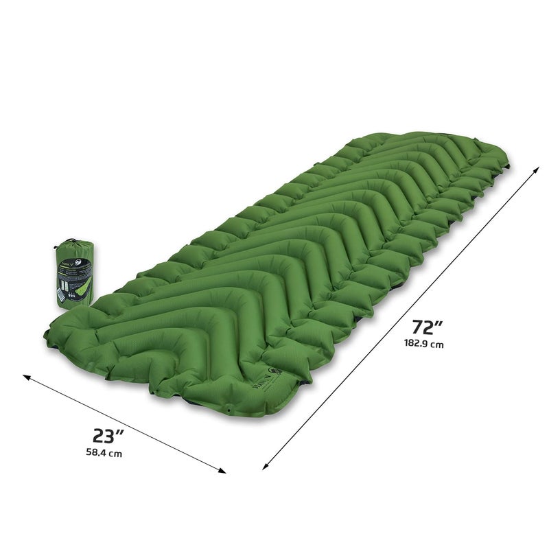 KLYMIT Static V Lightweight Inflatable Sleeping Pad | Comfortable, Lightweight, Easy to Inflate Portable Air Bed Mattress for Camping, Backpacking and Hiking â€” Green - Image 2