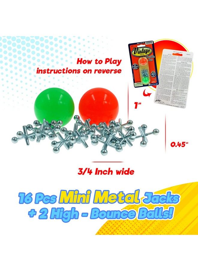 JaRu Vintage Metal Jacks Game Set Retro Toys (1 Pack) Mini Jax Game With Two Bouncy Ball; Classic Family Games ; Jacks Games For Kids And Adults ; Great Party Favors Or Pinata Filler Toy In Bulk 9501B - Image 4
