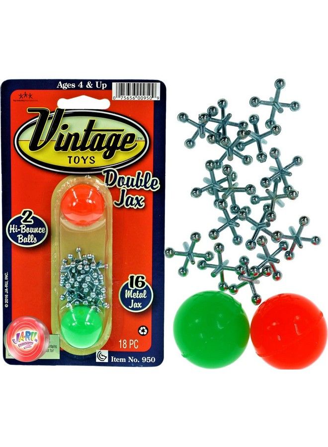 JaRu Vintage Metal Jacks Game Set Retro Toys (1 Pack) Mini Jax Game With Two Bouncy Ball; Classic Family Games ; Jacks Games For Kids And Adults ; Great Party Favors Or Pinata Filler Toy In Bulk 9501B - Image 1