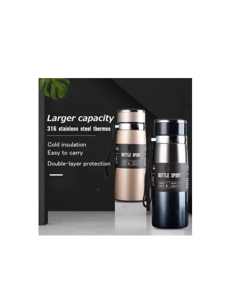Premium Stainless Steel Thermal Insulation Cup Vacuum Insulated Water Bottle with Strainer 24h Cold Lock 12h Heat Preservation (Color May Vary - 1000ml) - Image 4