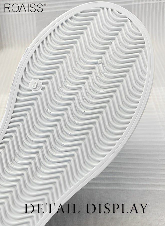 roaiss Women Stylish Canvas Shoes, Low Top Sneakers with Hook and Loop Closure, Casual Versatile Flat Shoes for Ladies, Comfy Sports Shoes with Non-slip Soles, Suitable for Daily Wear and Outdoor Activities - Image 2