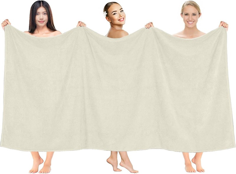 Riverside Pack of 1 Jumbo Bath Sheet 40 x 80 Inches - Extra Large Bath Towel, Super Soft & Highly Absorbent, 100% Cotton Quick Dry, Perfect to Wrap Yourself in - Cannoli Cream - Image 3