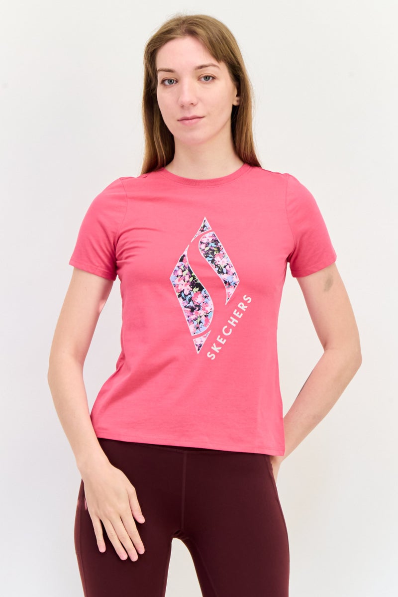 SKECHERS Women Sportswear Fit Short Sleeves Outdoor T-Shirt, Pink - Image 1