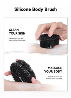 Heeta Silicone Body Scrubber, Silicone Loofah Gentle Exfoliating, 2 Side Design Silicone Boby Brush Lathers Well Easy To Clean & Durable For Removing Dead Skin And Dry Brush To Massage Skin, Black  - Image 2