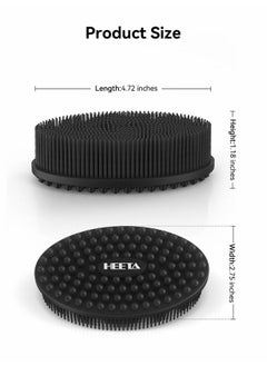 Heeta Silicone Body Scrubber, Silicone Loofah Gentle Exfoliating, 2 Side Design Silicone Boby Brush Lathers Well Easy To Clean & Durable For Removing Dead Skin And Dry Brush To Massage Skin, Black  - Image 4