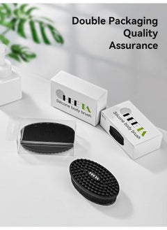 Heeta Silicone Body Scrubber, Silicone Loofah Gentle Exfoliating, 2 Side Design Silicone Boby Brush Lathers Well Easy To Clean & Durable For Removing Dead Skin And Dry Brush To Massage Skin, Black  - Image 5