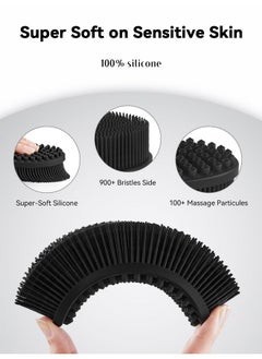 Heeta Silicone Body Scrubber, Silicone Loofah Gentle Exfoliating, 2 Side Design Silicone Boby Brush Lathers Well Easy To Clean & Durable For Removing Dead Skin And Dry Brush To Massage Skin, Black  - Image 3
