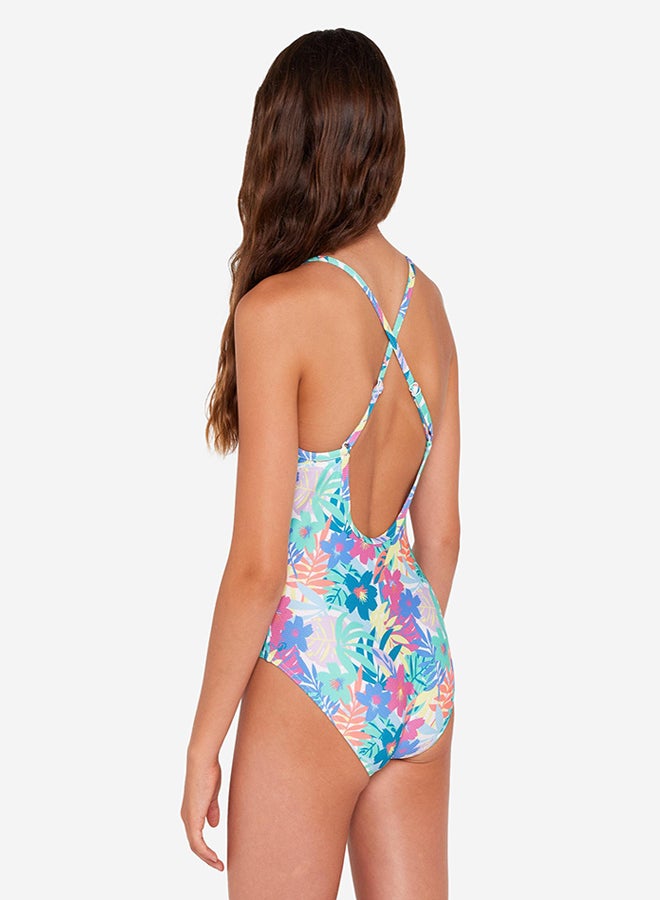 DECATHLON Girl’s one-piece surf swimsuit with cross-over straps - 500 Caly - Image 3