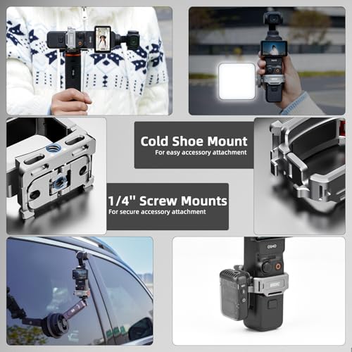 BRDRC Pocket 3 Cage Expansion Adapter, Aluminum Alloy Mount Metal Bracket Attachments with 1/4 Screw Holes, for GoPro Adapter, Cold Shoe, for Osmo Action Quick-Release for Creator Combo Accessories - Image 2