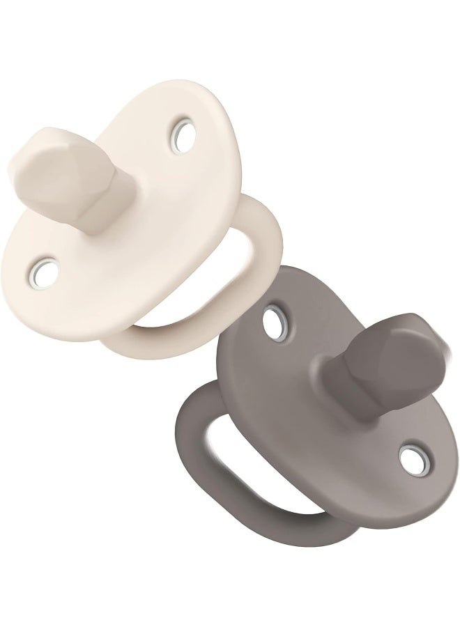 Boon JEWL Biometric Silicone Baby Pacifier - 0+ Months - Neutral - Comfortable Silicone Orthodontic Baby Pacifiers with Soothing Gem Shaped - 2 Count - Image 1