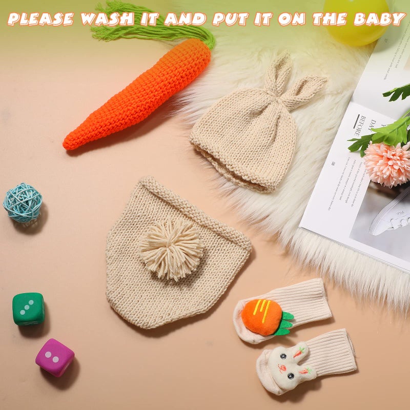 Vabean Easter Rabbit Newborn Photography Prop for 0-6 Months Baby Boy Girl Photo Newborn Bunny Outfits Rabbit Hat Photoshoot Costume - Image 5