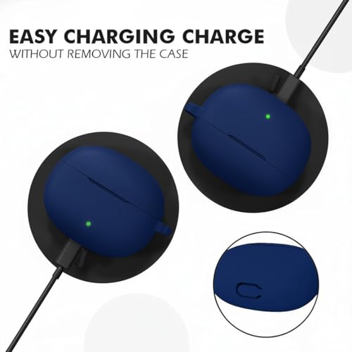 LIRAMARK غطاء سيليكون LIRAMARK مع مشبك متوافق مع سماعات Realme TechLife Buds T110 (أزرق منتصف الليل) - Image 4