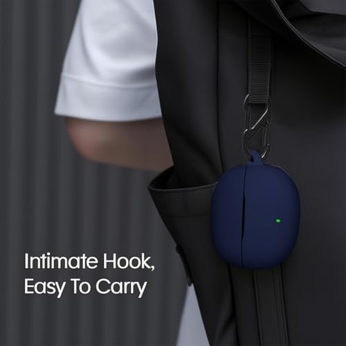 LIRAMARK غطاء سيليكون LIRAMARK مع مشبك متوافق مع سماعات Realme TechLife Buds T110 (أزرق منتصف الليل) - Image 5