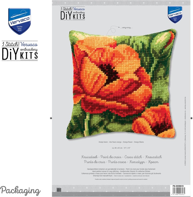 Vervaco Poppies Bold Cross Stitch Cushion - Multicolor Floral Design - Image 3