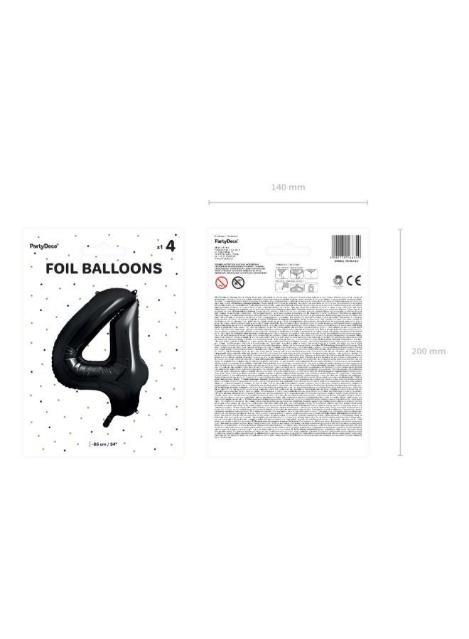 PartyDeco Foil Balloon Number ''4'', 86cm, black  - Image 4