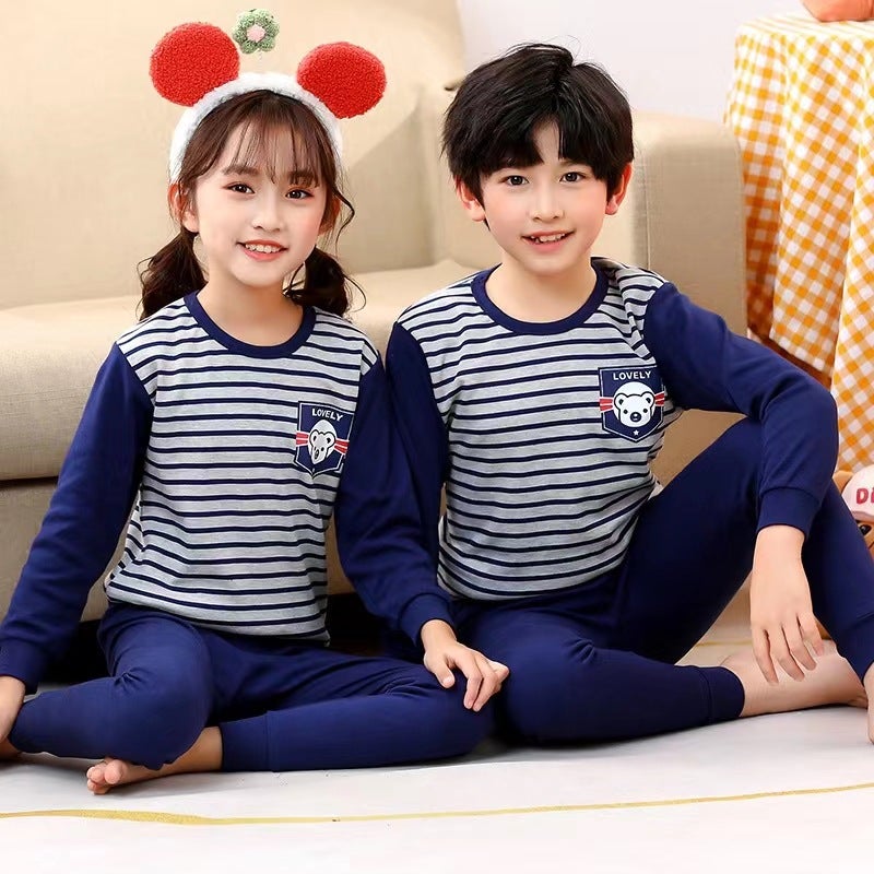 Children'S Cotton Underwear Suit For Boys And Girls Home Clothes Warm Sweat-Absorbent A Autumn Clothes And Pants Two-Piece Set - Image 1