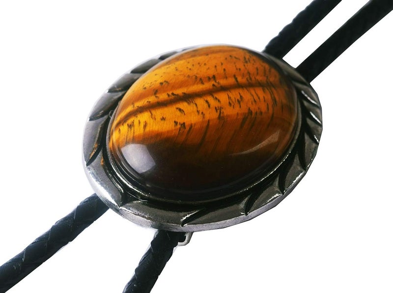 Moranse Bolo Tie with Natural Tiger Eye Stone Celtic Style Genuine and Cowhide Rope - Image 4