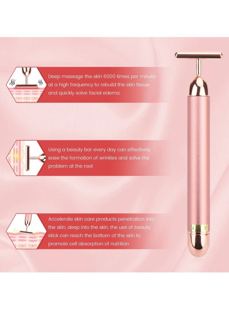 AROAQ 24k Gold Roller, Electric Vibration Facial Massager, Waterproof Face Skin Care T Shaped Anti Wrinkle Massager, Lightweight Portable Face Roller For Forehead, Cheek, Neck, Arm, Leg, (Gold With Pouch) - Image 5
