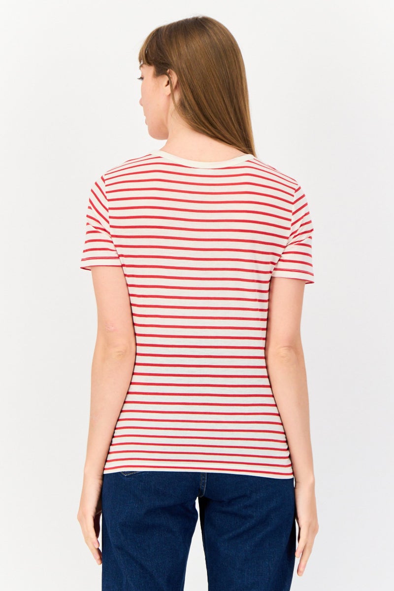 ONLY Jacqueline De Young x Only Women Regular Fit Short Sleeves Stipe T-Shirt, Multicolor  - Image 3