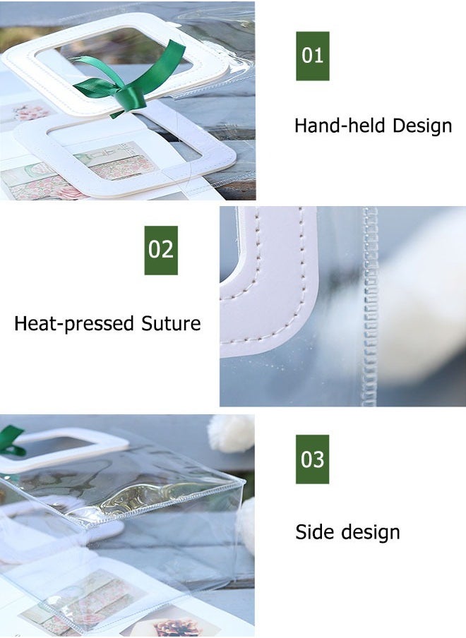 Generic 12 PCS  Clear PVC Gift Bags Transparent Party Favor Bag With Handles Reusable Small Gift Wrap Bags Waterproof Bouquet Goodie Bags For Bridal Party Baby Shower Wedding Favor Shopping Bag Bulk  - Image 3