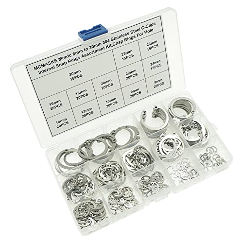 MCMASKE Metric 304 Stainless Steel 8MM-30MM C-Clips Internal Snap Rings Assortment Kit;Retaining Rings For Hole - Image 4