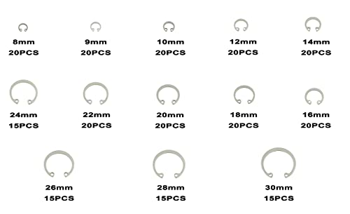 MCMASKE Metric 304 Stainless Steel 8MM-30MM C-Clips Internal Snap Rings Assortment Kit;Retaining Rings For Hole - Image 2