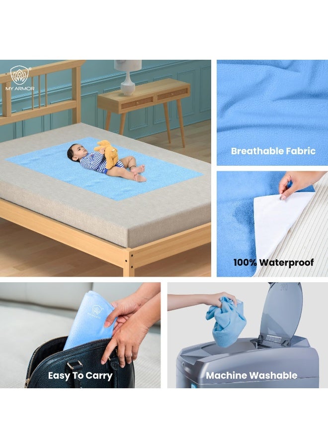 ماي ارمور واقي سرير قطني مقاوم للماء للأطفال من ماي ارمور، مقاس كبير 100 × 140 سم، عبوة من قطعة واحدة، أزرق سماوي - Image 3