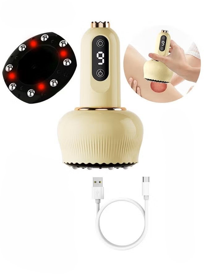 Electric Cupping Massager - 3 in 1 Smart Cupping and Scraping Therapy Set - 9 Levels Temperatures & Suction Gua Sha Scraping Massage Tool with for Back Body Neck Shoulder Muscle Pain Relief（Beige） - Image 1