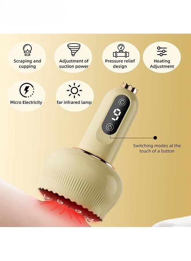 Electric Cupping Massager - 3 in 1 Smart Cupping and Scraping Therapy Set - 9 Levels Temperatures & Suction Gua Sha Scraping Massage Tool with for Back Body Neck Shoulder Muscle Pain Relief（Beige） - Image 3