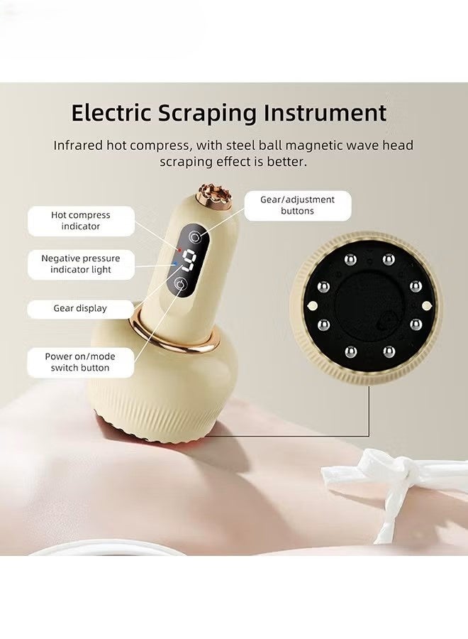 Electric Cupping Massager - 3 in 1 Smart Cupping and Scraping Therapy Set - 9 Levels Temperatures & Suction Gua Sha Scraping Massage Tool with for Back Body Neck Shoulder Muscle Pain Relief（Beige） - Image 2