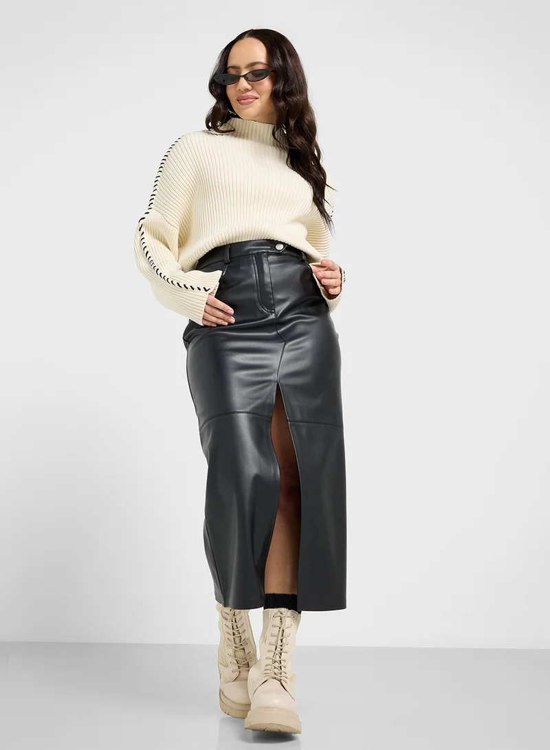 اونلي High Waist Pu Skirt