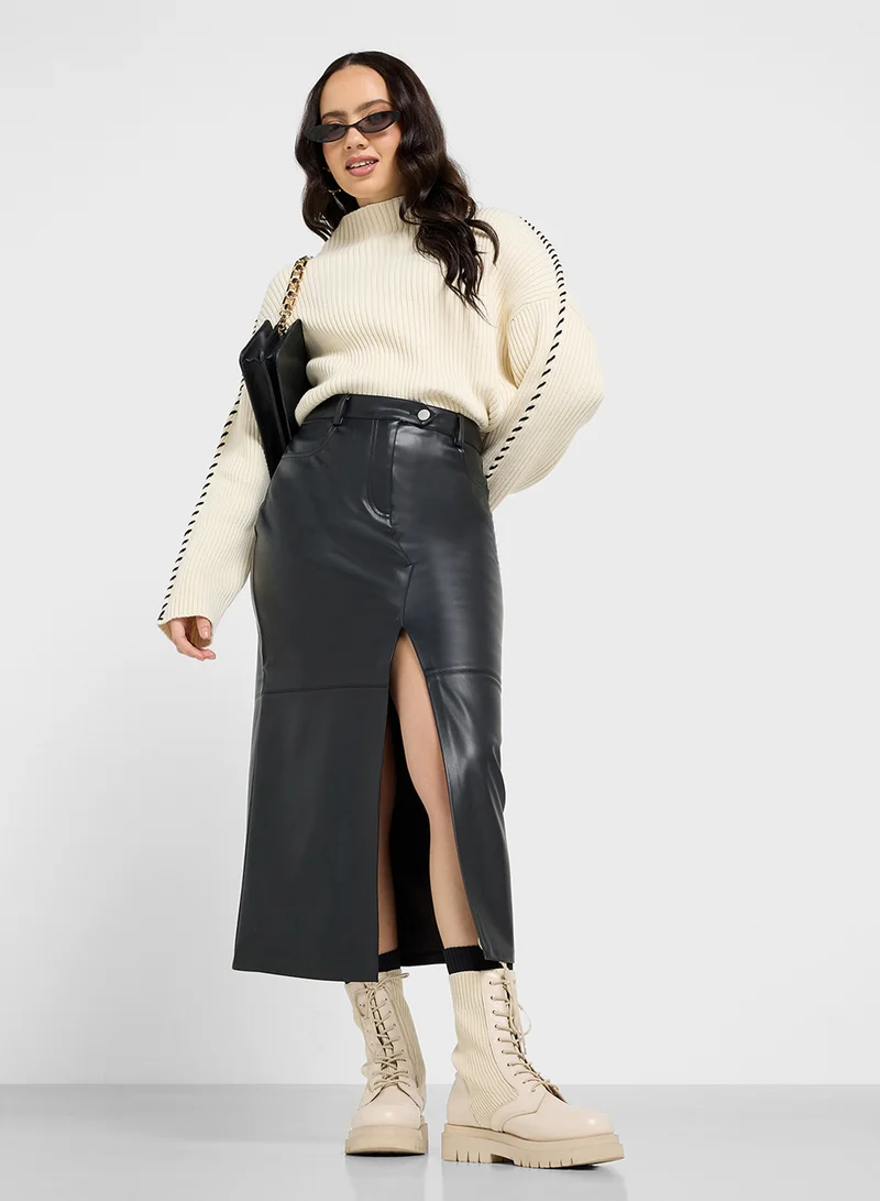 اونلي High Waist Pu Skirt