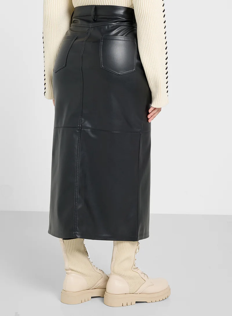 اونلي High Waist Pu Skirt